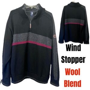 LAFUMA mens wool blend sweater Quarter Zip lined black Windstopper XL Outdoor Co